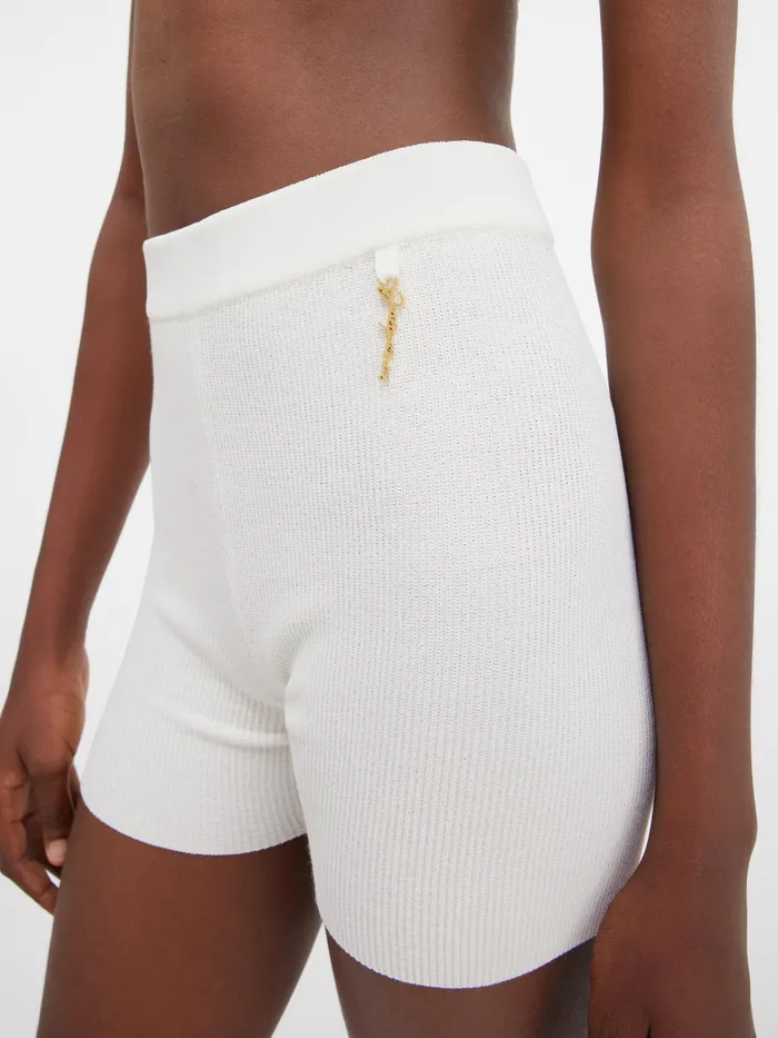 JACQUEMUS Trousers and Shorts Charm Logo Knit Shorts White 8211 Women