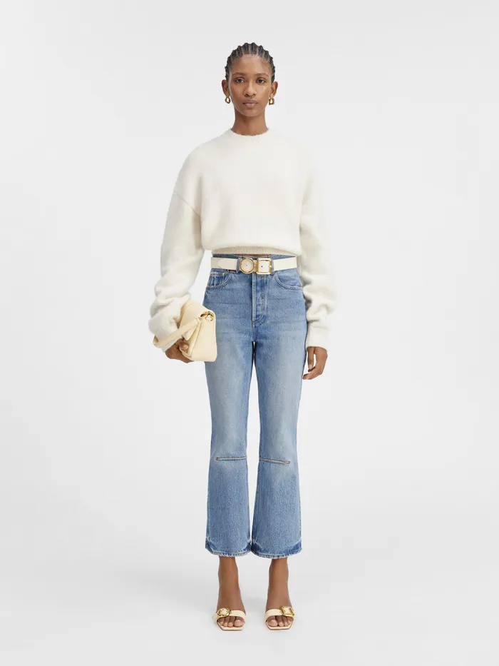 JACQUEMUS Trousers and Shorts Cropped Flared Jeans Bluetabac 2 8211 Women