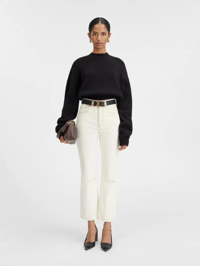 JACQUEMUS Trousers and Shorts Cropped Flared Jeans Offwhitetabac 8211 Women