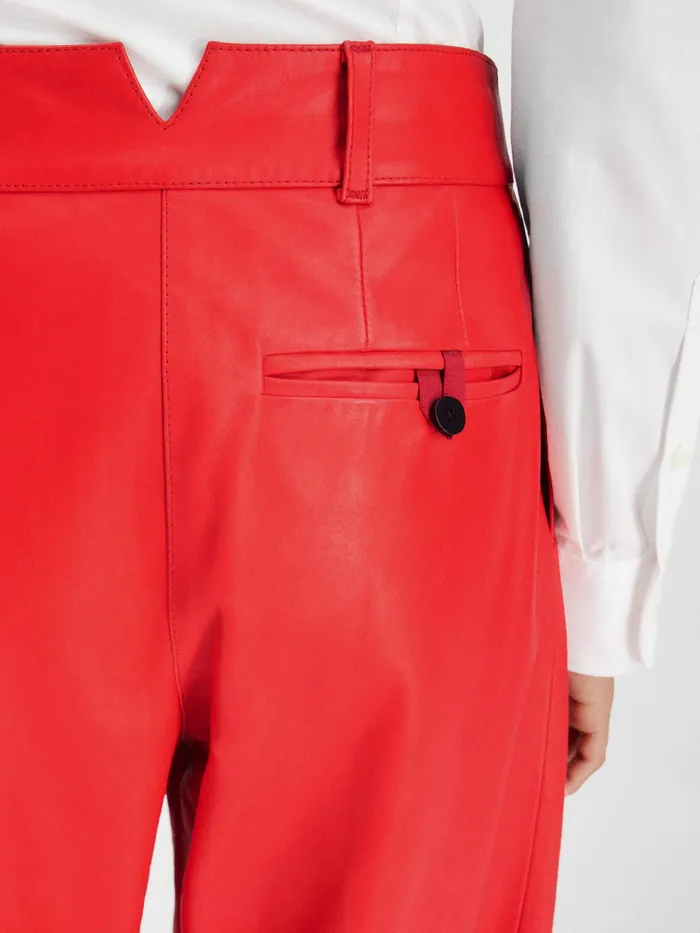 JACQUEMUS Trousers and Shorts Curved Leather Pants Red 8211 Women