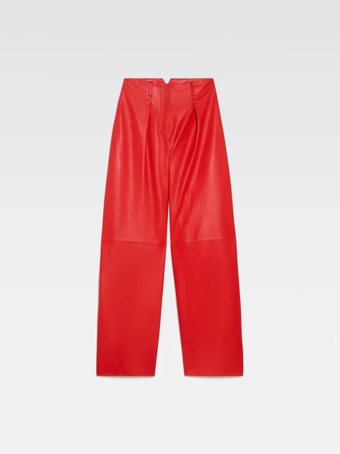 JACQUEMUS Trousers and Shorts Curved Leather Pants Red 8211 Women