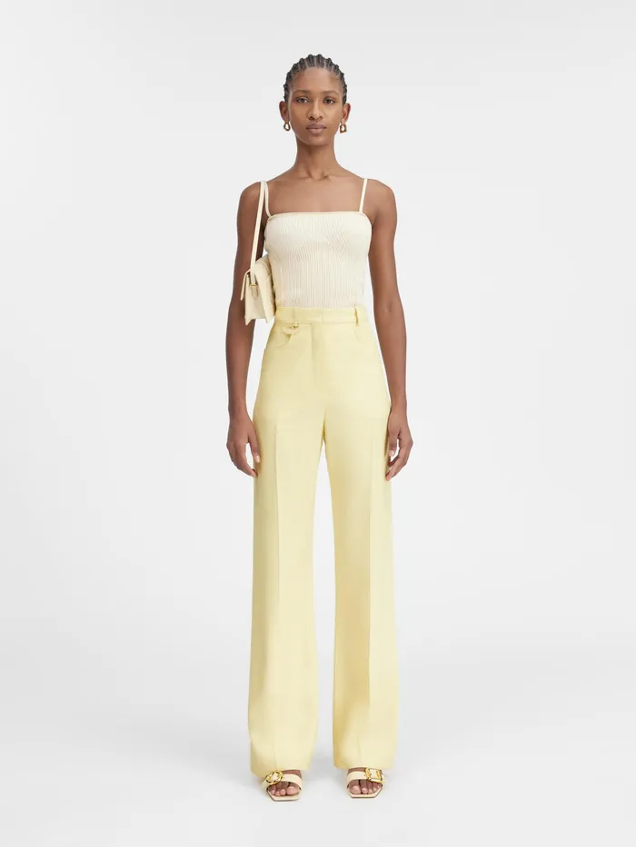 JACQUEMUS Trousers and Shorts HighWaisted Flare Pants Pale Yellow 8211 Women