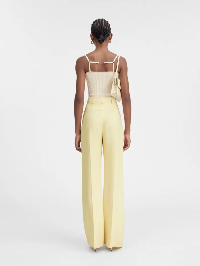JACQUEMUS Trousers and Shorts HighWaisted Flare Pants Pale Yellow 8211 Women