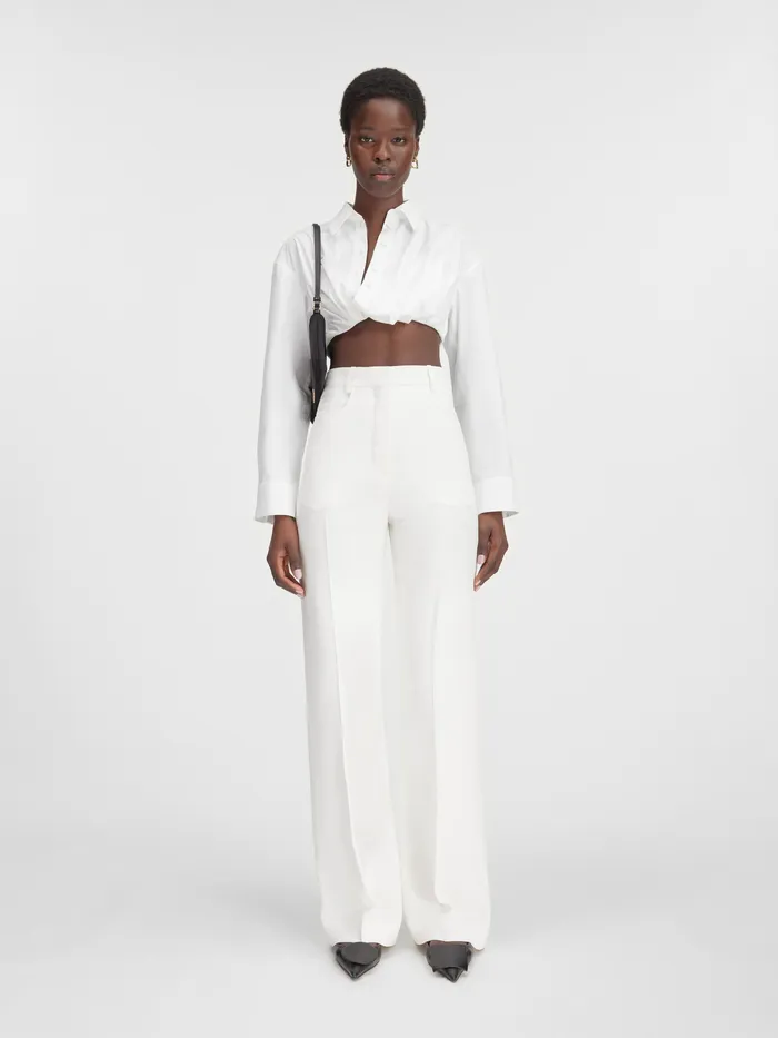 JACQUEMUS Trousers and Shorts HighWaisted Flare Pants White 8211 Women