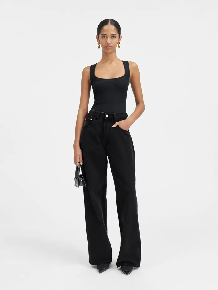 JACQUEMUS Trousers and Shorts Oversized Jeans Black 8211 Women
