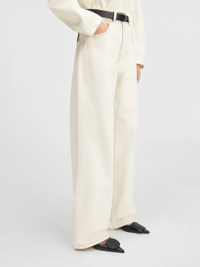 JACQUEMUS Trousers and Shorts Oversized Jeans Offwhitetabac 8211 Women