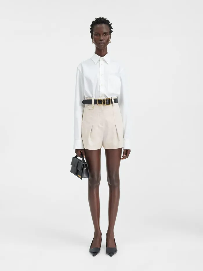 JACQUEMUS Trousers and Shorts Pleated Mini Shorts Light Beige 8211 Women