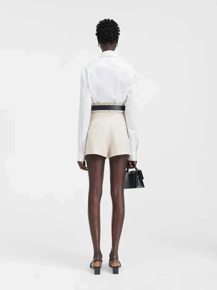 JACQUEMUS Trousers and Shorts Pleated Mini Shorts Light Beige 8211 Women