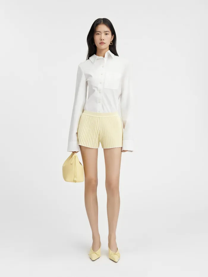 JACQUEMUS Trousers and Shorts Pleated Mini Shorts Light Yellow 8211 Women
