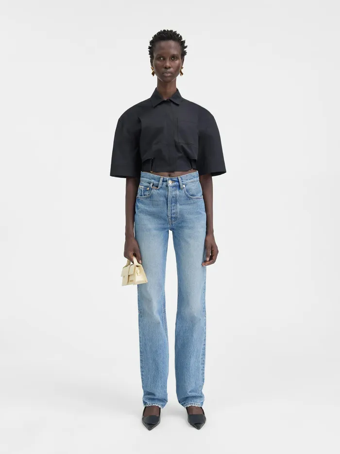 JACQUEMUS Trousers and Shorts Straight Leg Jeans Bluetabac 2 8211 Women