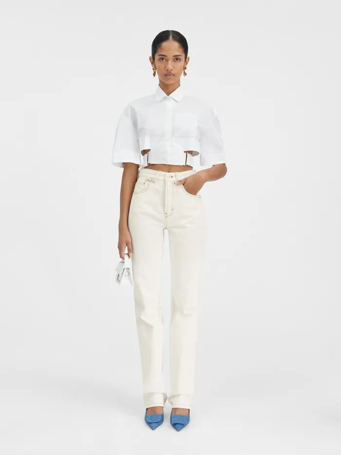 JACQUEMUS Trousers and Shorts Straight Leg Jeans Offwhitetabac 8211 Women