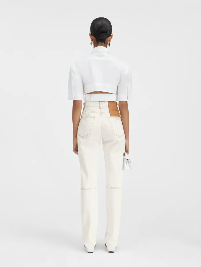JACQUEMUS Trousers and Shorts Straight Leg Jeans Offwhitetabac 8211 Women