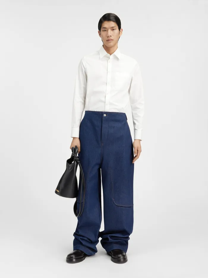 JACQUEMUS Trousers and Shorts Ultra Wide Jeans Navybrown 8211 Men