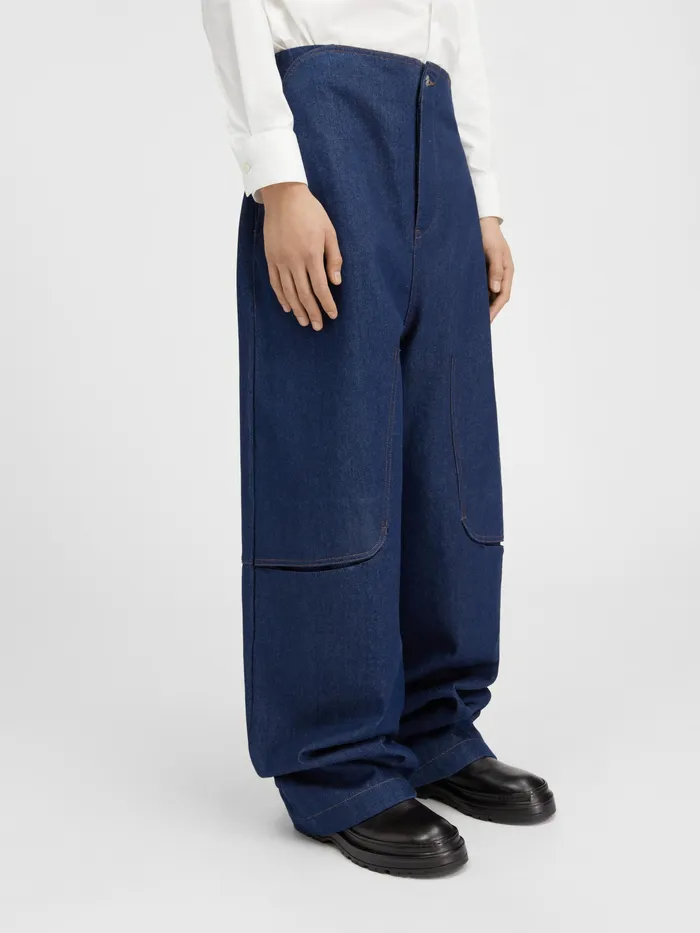 JACQUEMUS Trousers and Shorts Ultra Wide Jeans Navybrown 8211 Men