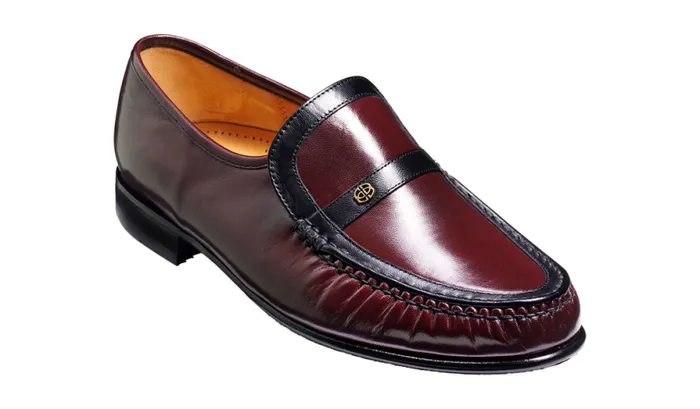 Jefferson 8211 Burgundy Black Kid Mens Barker Shoes Loafers
