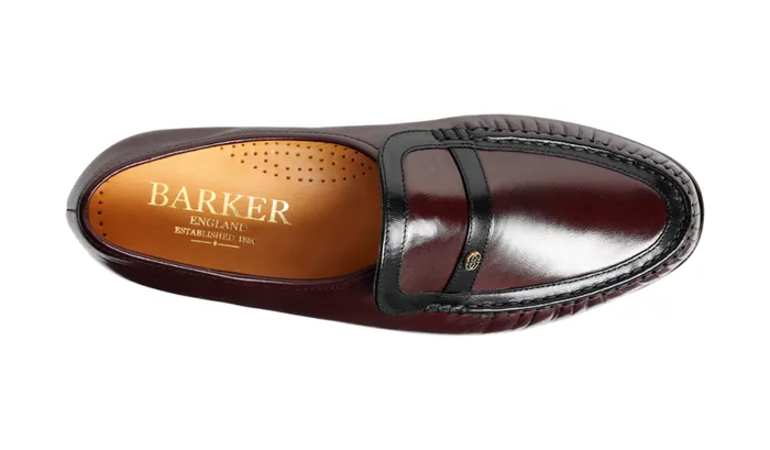 Jefferson 8211 Burgundy Black Kid Mens Barker Shoes Loafers