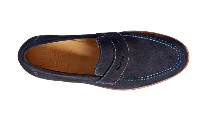 Jevington 8211 Navy Suede Mens Barker Shoes Loafers