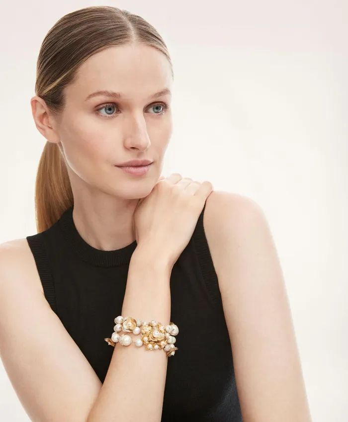 Jewelry Women Brooks Brothers Botanical Motif Statement Bracelet White