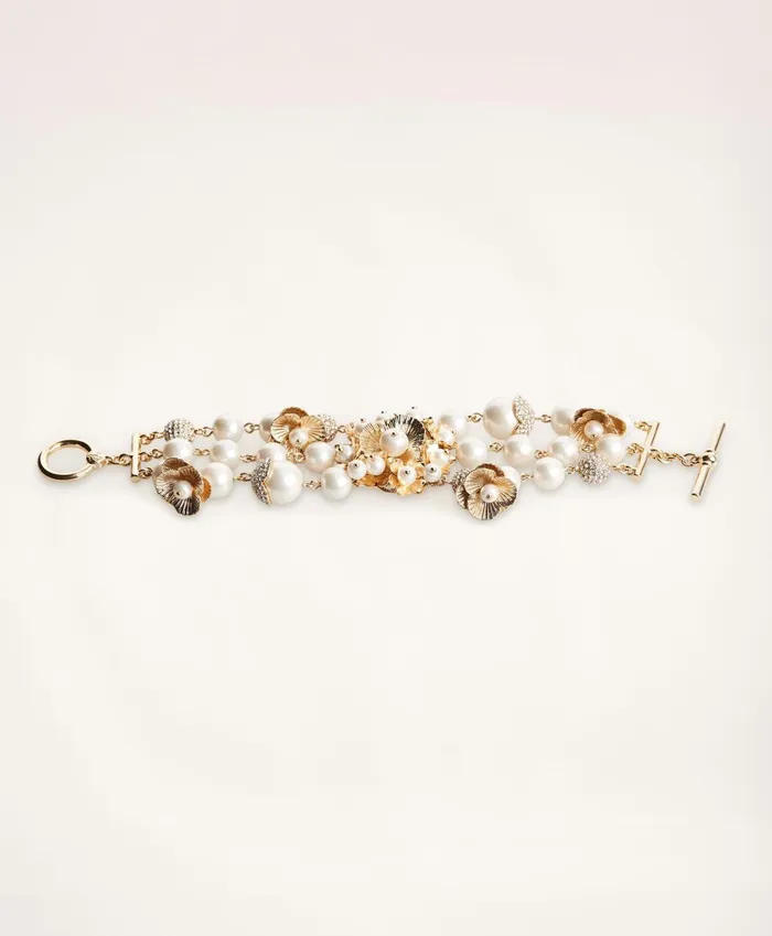 Jewelry Women Brooks Brothers Botanical Motif Statement Bracelet White