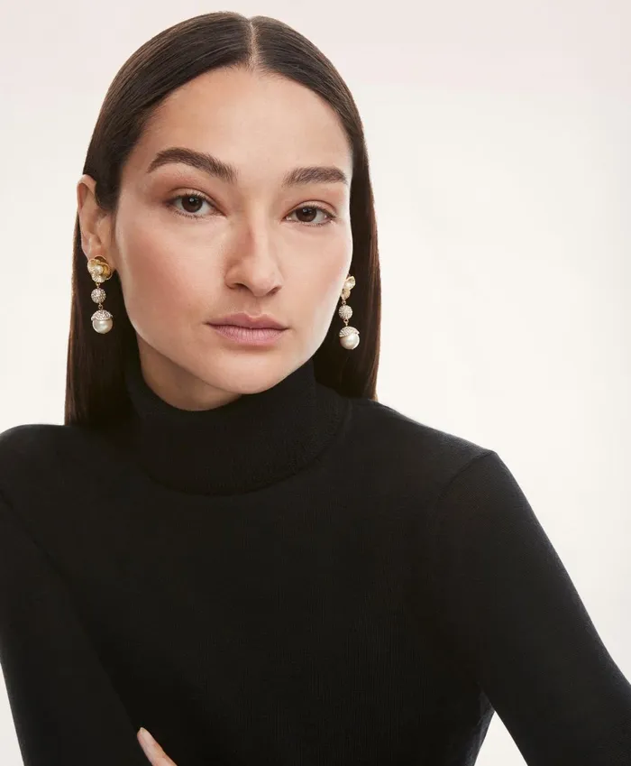 Jewelry Women Brooks Brothers Botanical Motif Statement Earrings White