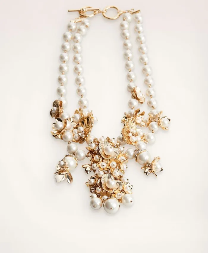 Jewelry Women Brooks Brothers Botanical Motif Statement Necklace White