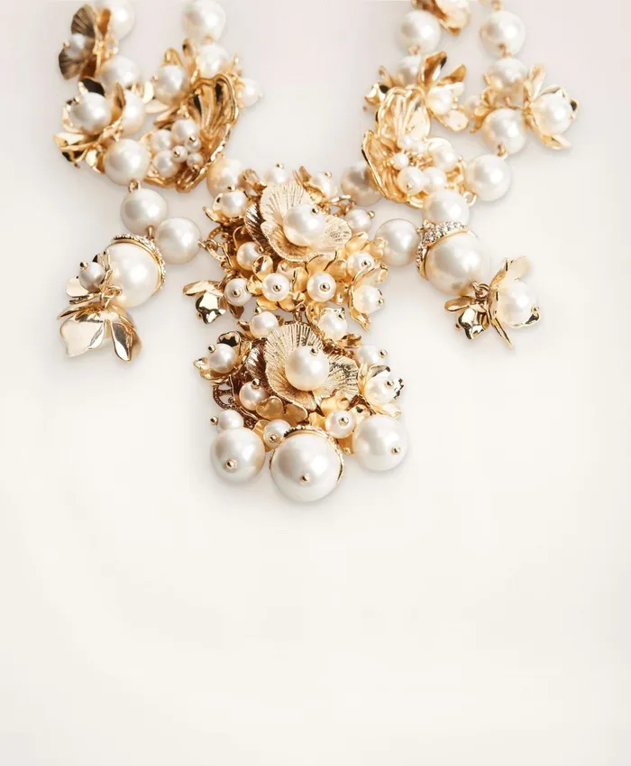 Jewelry Women Brooks Brothers Botanical Motif Statement Necklace White