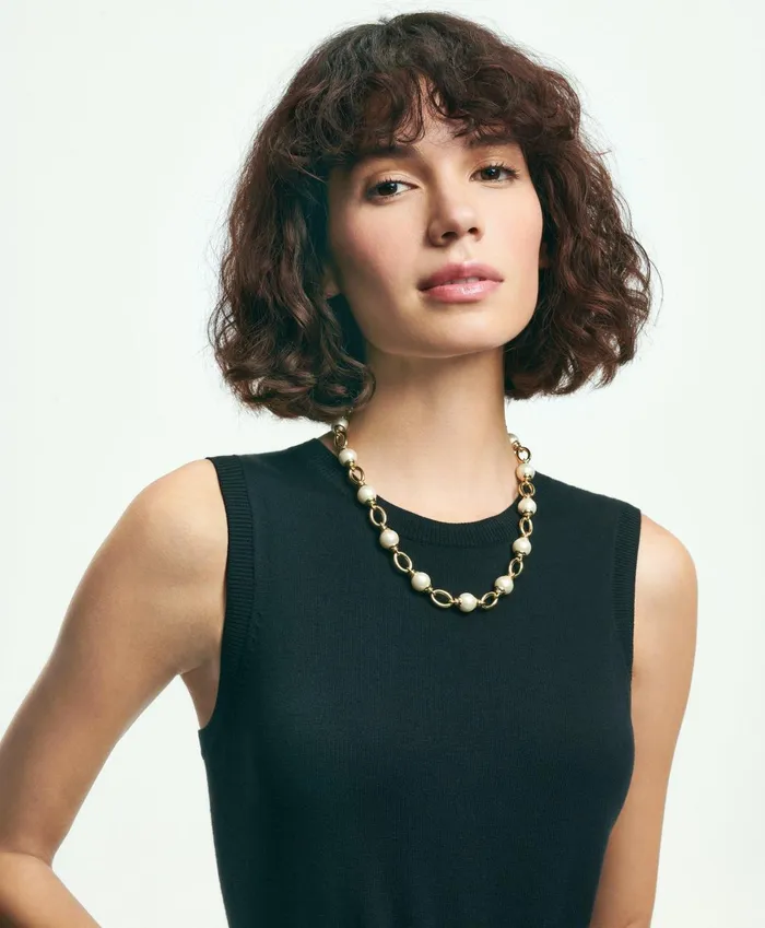 Jewelry Women Brooks Brothers Chain Pearl Necklace Gold