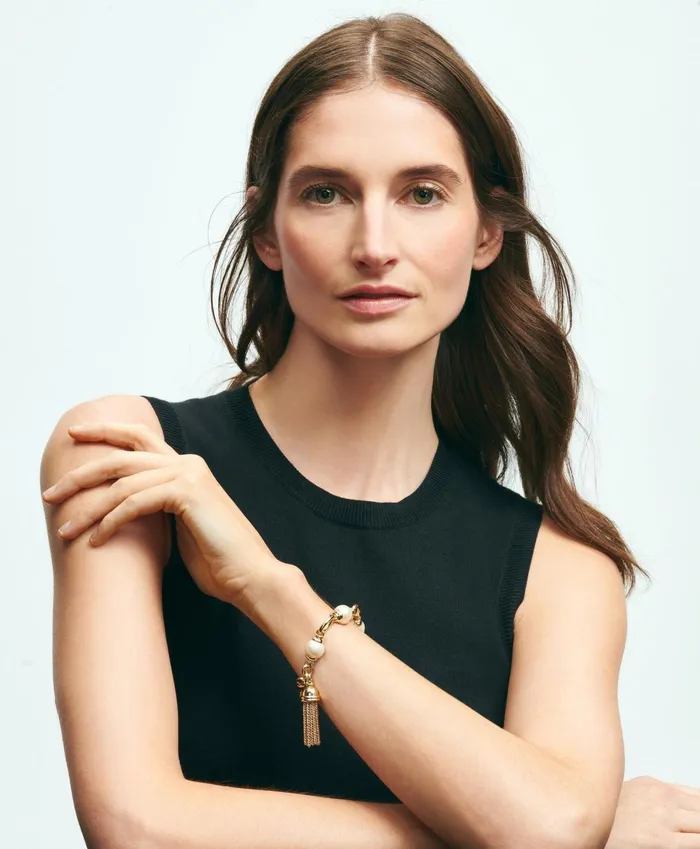 Jewelry Women Brooks Brothers Chain Tassel Pearl Bracelet Gold