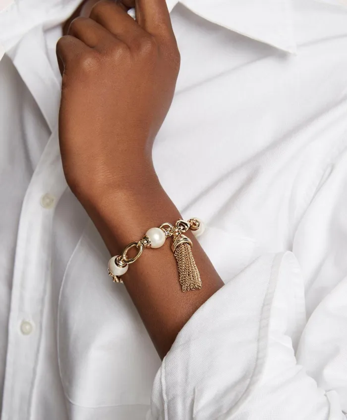 Jewelry Women Brooks Brothers Chain Tassel Pearl Bracelet Gold