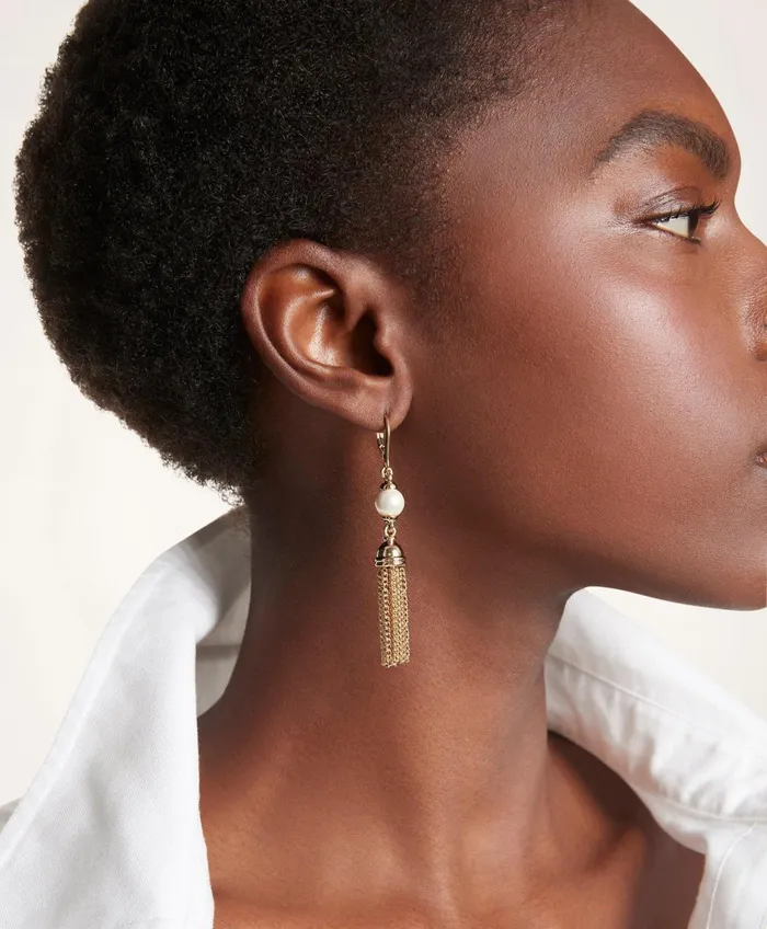 Jewelry Women Brooks Brothers Chain Tassel Pearl Earrings Gold