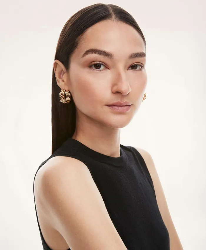 Jewelry Women Brooks Brothers Links Hoop Earrings Gold
