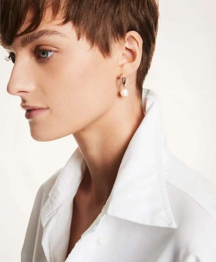 Jewelry Women Brooks Brothers Pearl Hoop Earrings White