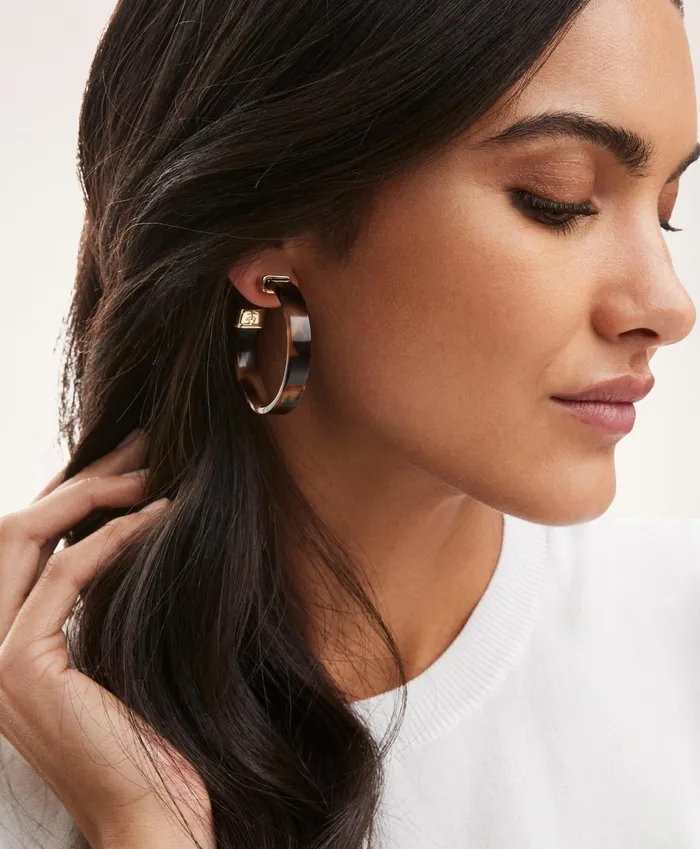 Jewelry Women Brooks Brothers Tortoise Hoop Earrings Multi