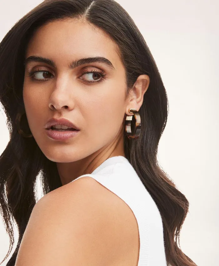 Jewelry Women Brooks Brothers Tortoise Hoop Earrings Multi