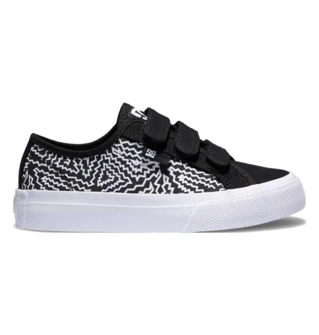 Kids Sneakers DC Kid039s Manual V Shoes BlackWhite Print