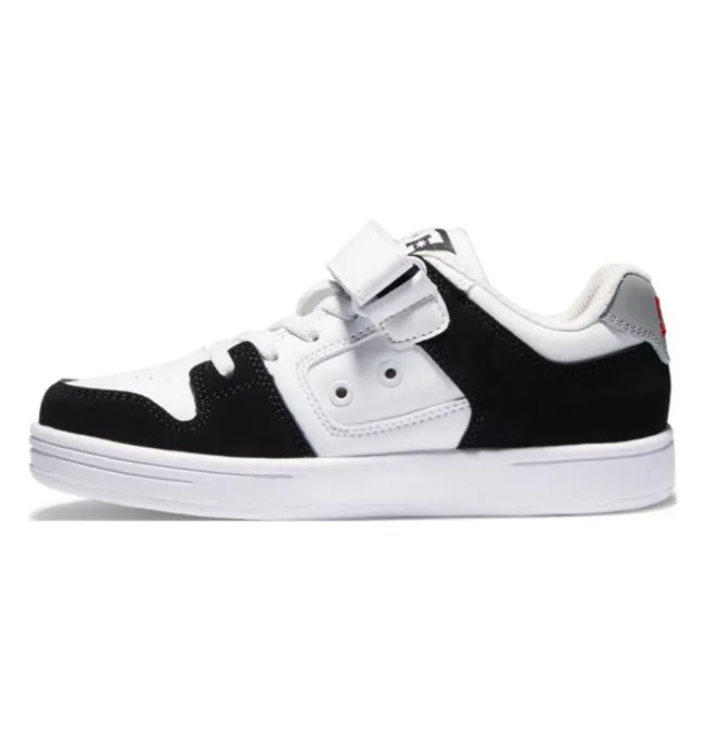 Kids Sneakers DC Kids039 Manteca 4 Elastic Lace Shoes BlackWhiteRed