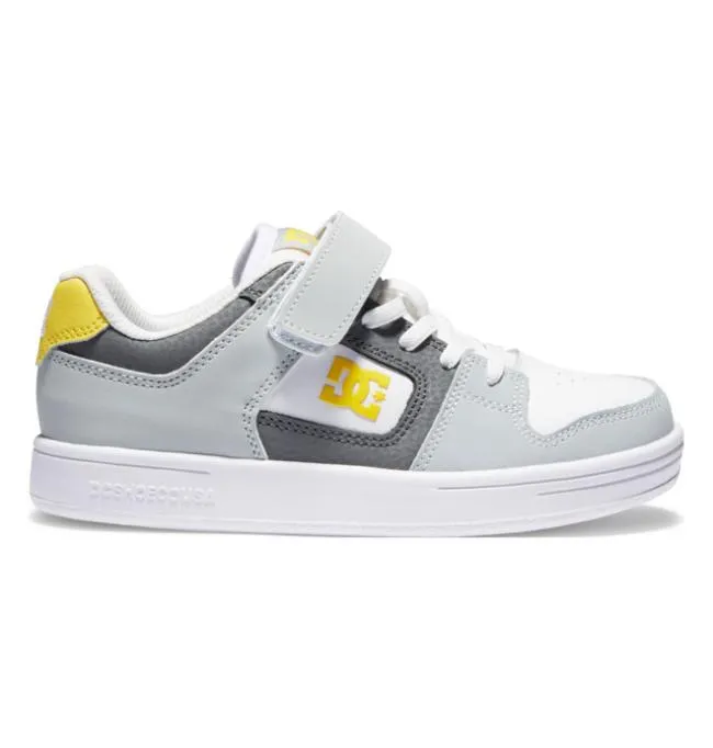 Kids Sneakers DC Kids039 Manteca 4 Elastic Lace Shoes GreyBlackYellow