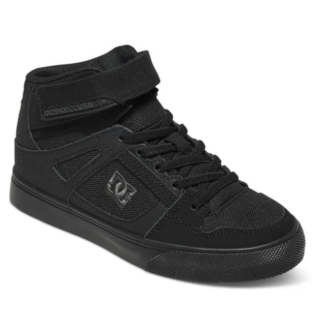 Kids Sneakers DC Kids039 Pure High Elastic Lace Shoes BlackBlackBlack Kids Sneakers DC Kids039 Pure High Elastic Lace Shoes BlackBlackBlack