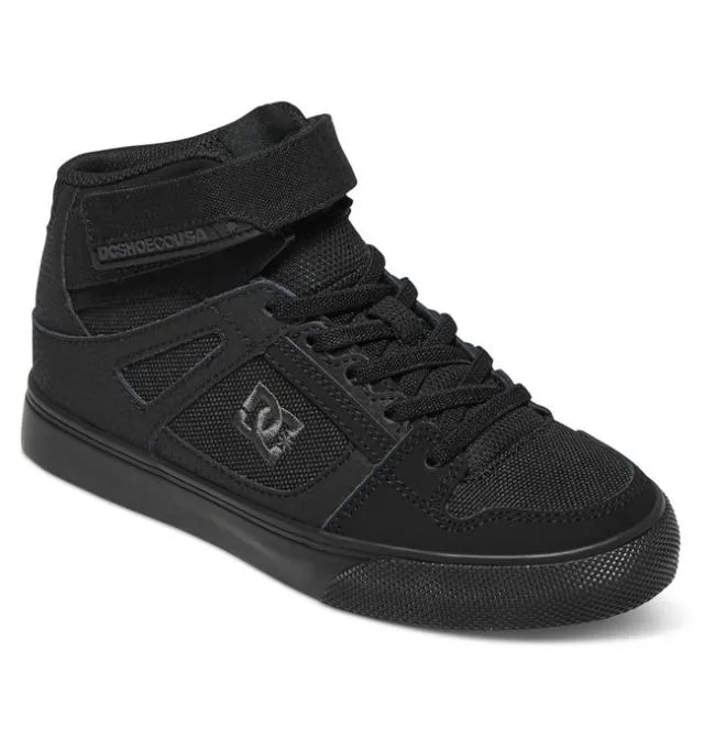 Kids Sneakers DC Kids039 Pure High Elastic Lace Shoes BlackBlackBlack Kids Sneakers DC Kids039 Pure High Elastic Lace Shoes BlackBlackBlack