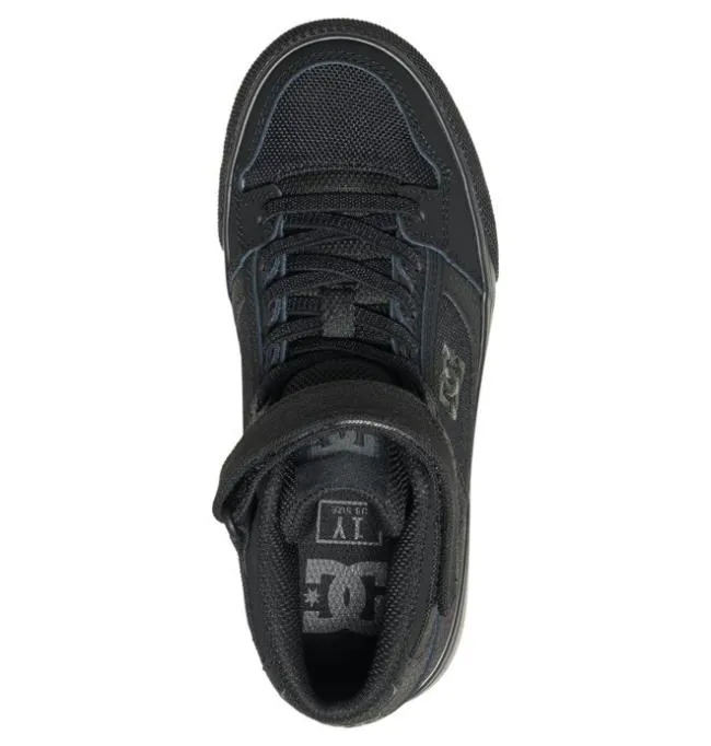 Kids Sneakers DC Kids039 Pure High Elastic Lace Shoes BlackBlackBlack Kids Sneakers DC Kids039 Pure High Elastic Lace Shoes BlackBlackBlack