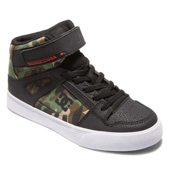 Kids Sneakers DC Kids039 Pure High Elastic Lace Shoes Black Camo Kids Sneakers DC Kids039 Pure High Elastic Lace Shoes Black Camo