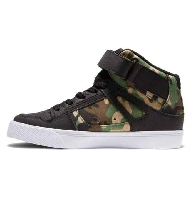Kids Sneakers DC Kids039 Pure High Elastic Lace Shoes Black Camo Kids Sneakers DC Kids039 Pure High Elastic Lace Shoes Black Camo
