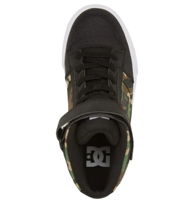 Kids Sneakers DC Kids039 Pure High Elastic Lace Shoes Black Camo Kids Sneakers DC Kids039 Pure High Elastic Lace Shoes Black Camo