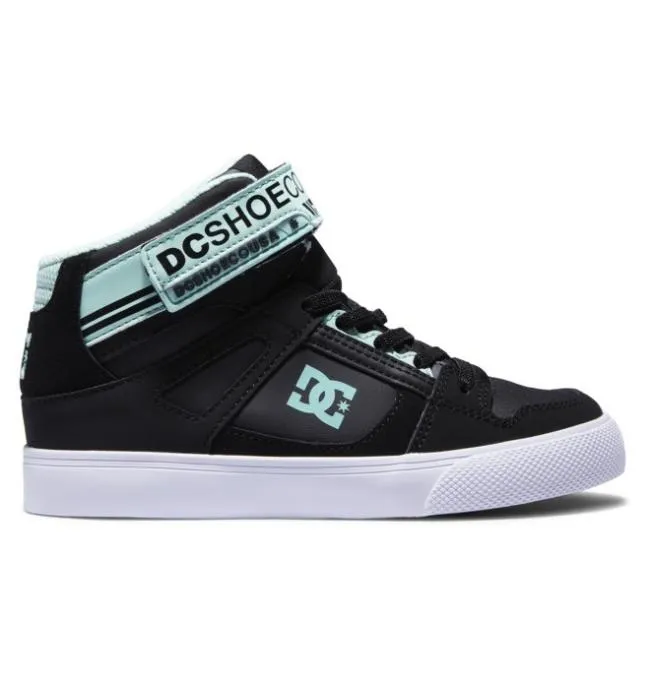 Kids Sneakers DC Kids039 Pure High Elastic Lace Shoes BlackGreen