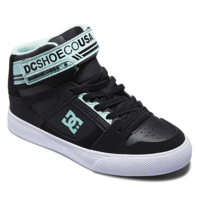 Kids Sneakers DC Kids039 Pure High Elastic Lace Shoes BlackGreen Kids Sneakers DC Kids039 Pure High Elastic Lace Shoes BlackGreen