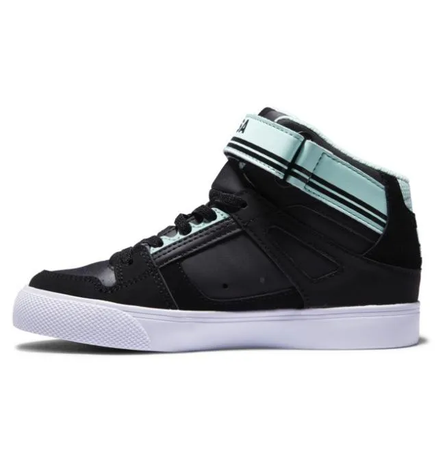Kids Sneakers DC Kids039 Pure High Elastic Lace Shoes BlackGreen Kids Sneakers DC Kids039 Pure High Elastic Lace Shoes BlackGreen