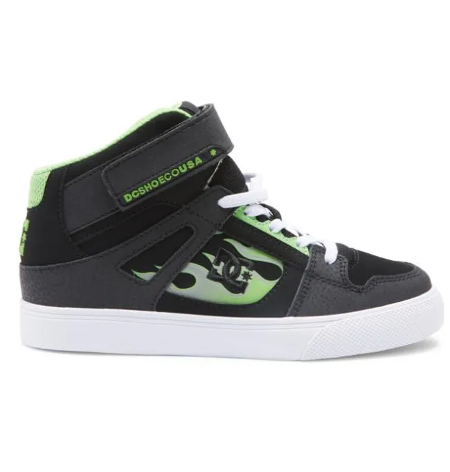 Kids Sneakers DC Kids039 Pure High Elastic Lace Shoes BlackGreyBlack