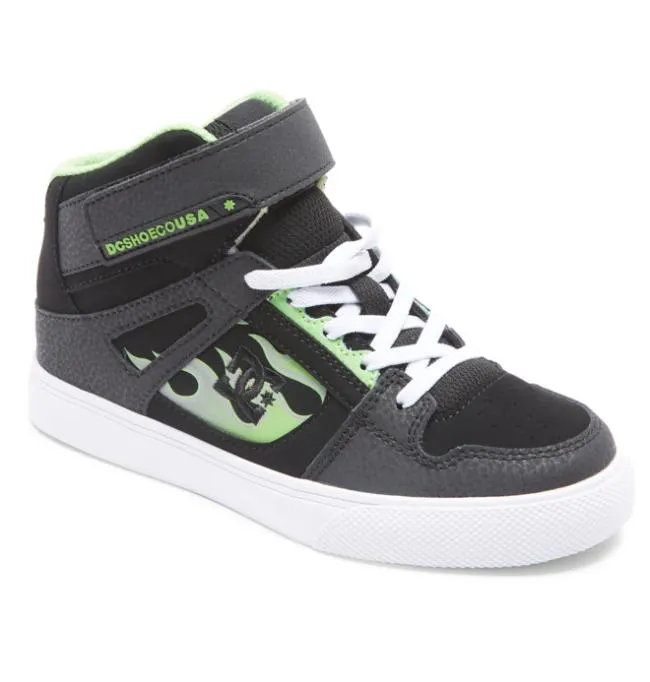 Kids Sneakers DC Kids039 Pure High Elastic Lace Shoes BlackGreyBlack Kids Sneakers DC Kids039 Pure High Elastic Lace Shoes BlackGreyBlack
