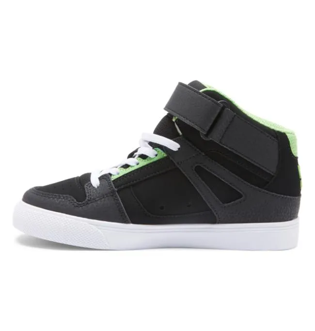 Kids Sneakers DC Kids039 Pure High Elastic Lace Shoes BlackGreyBlack Kids Sneakers DC Kids039 Pure High Elastic Lace Shoes BlackGreyBlack