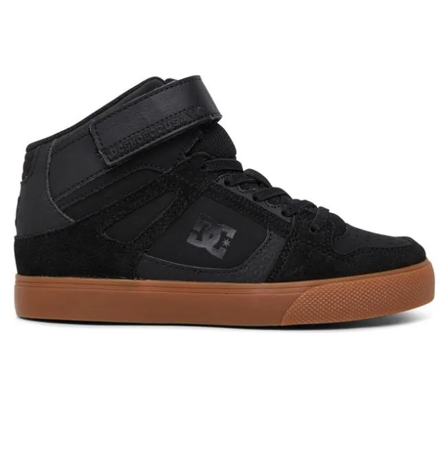 Kids Sneakers DC Kids039 Pure High Elastic Lace Shoes BlackGum Kids Sneakers DC Kids039 Pure High Elastic Lace Shoes BlackGum